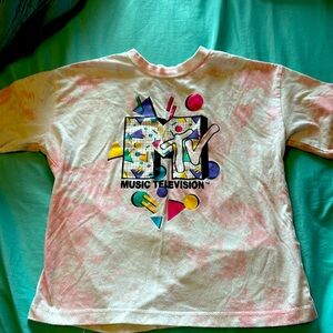Girls MTV pink and white tie-dye T-shirt size small